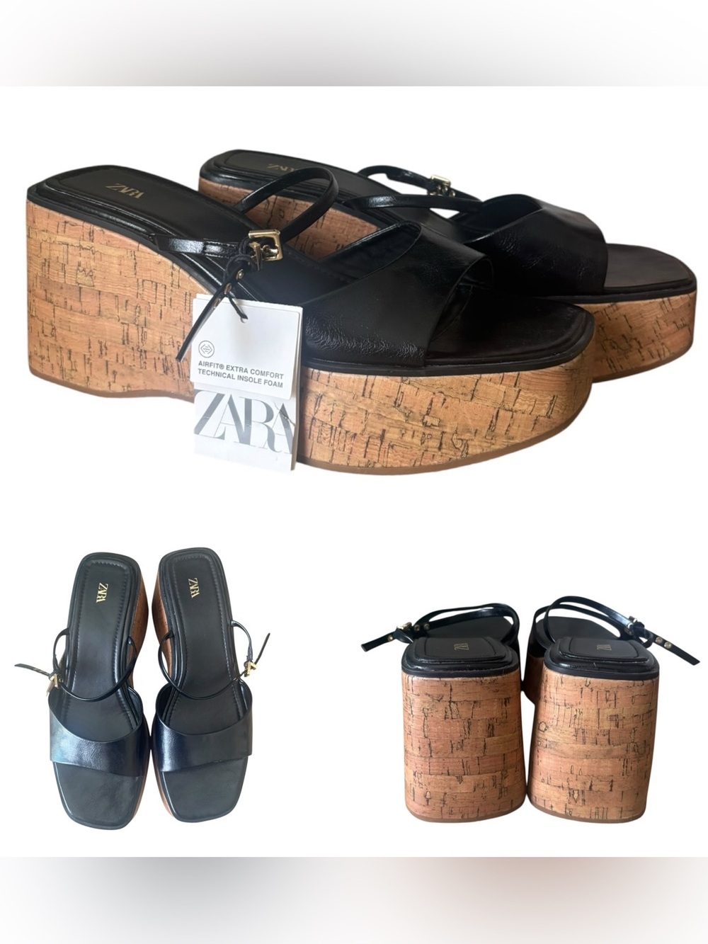 Zara Cork Wedge Sandals